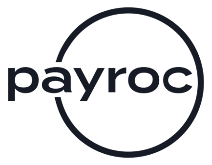 Payroc logo, in navy.